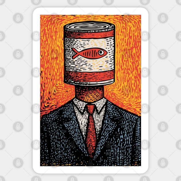 Canned Tuna Fish Head Pop Art Surrealism Magnet by TuncGK